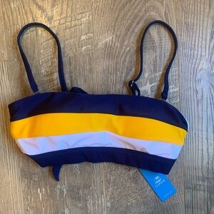 Cupshe Navy, Yellow & White Colorblock Bandeau Bikini Top NWT - M